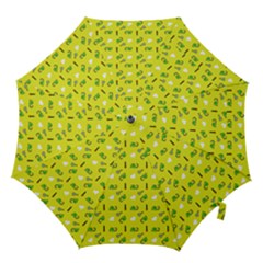 Green Elephant Pattern Yellow Hook Handle Umbrellas (large) by snowwhitegirl