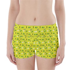 Green Elephant Pattern Yellow Boyleg Bikini Wrap Bottoms