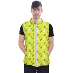Green Elephant Pattern Yellow Men s Puffer Vest