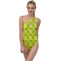 Green Elephant Pattern Yellow To One Side Swimsuit by snowwhitegirl