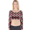 Doily Rose Pattern Red Long Sleeve Crop Top View1