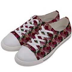 Doily Rose Pattern Red Women s Low Top Canvas Sneakers by snowwhitegirl