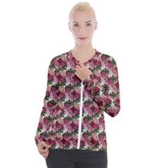 Doily Rose Pattern Red Casual Zip Up Jacket by snowwhitegirl