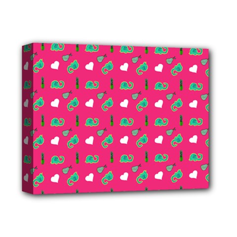 Green Elephant Pattern Hot Pink Deluxe Canvas 14  X 11  (stretched)