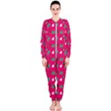 Green Elephant Pattern Hot Pink OnePiece Jumpsuit (Ladies)  View1