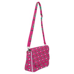 Green Elephant Pattern Hot Pink Shoulder Bag With Back Zipper by snowwhitegirl