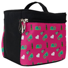 Green Elephant Pattern Hot Pink Make Up Travel Bag (big) by snowwhitegirl