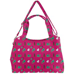 Green Elephant Pattern Hot Pink Double Compartment Shoulder Bag by snowwhitegirl