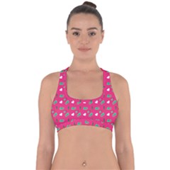 Green Elephant Pattern Hot Pink Cross Back Hipster Bikini Top  by snowwhitegirl