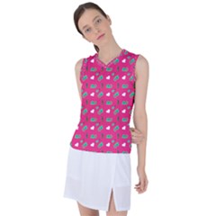 Green Elephant Pattern Hot Pink Women s Sleeveless Sports Top by snowwhitegirl