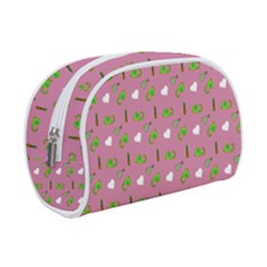 Green Elephant Pattern Mauve Makeup Case (small) by snowwhitegirl