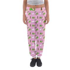 Green Elephant Pattern Pink Women s Jogger Sweatpants by snowwhitegirl