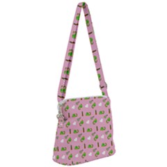 Green Elephant Pattern Pink Zipper Messenger Bag by snowwhitegirl