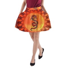 Wonderful Chinese Dragon A-line Pocket Skirt by FantasyWorld7