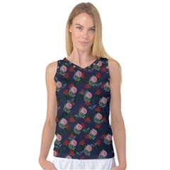 Dark Floral Butterfly Blue Women s Basketball Tank Top