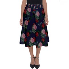 Dark Floral Butterfly Blue Perfect Length Midi Skirt