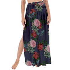 Dark Floral Butterfly Blue Maxi Chiffon Tie-Up Sarong