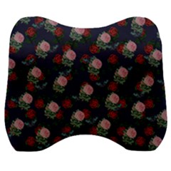 Dark Floral Butterfly Blue Velour Head Support Cushion