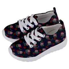 Dark Floral Butterfly Blue Kids  Lightweight Sports Shoes