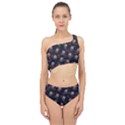 Dark Floral Butterfly Blue Spliced Up Two Piece Swimsuit View1