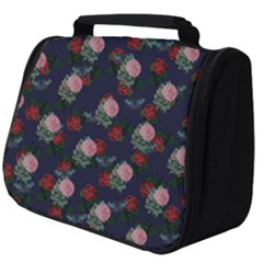 Dark Floral Butterfly Blue Full Print Travel Pouch (Big)