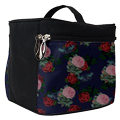 Dark Floral Butterfly Blue Make Up Travel Bag (Small)