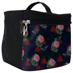 Dark Floral Butterfly Blue Make Up Travel Bag (Big)