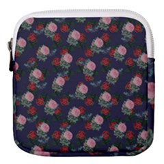 Dark Floral Butterfly Blue Mini Square Pouch