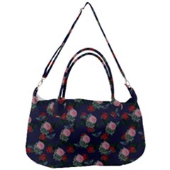 Dark Floral Butterfly Blue Removal Strap Handbag