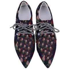 Dark Floral Butterfly Blue Women s Pointed Oxford Shoes