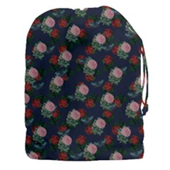 Dark Floral Butterfly Blue Drawstring Pouch (3XL)