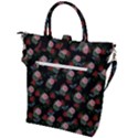 Dark Floral Butterfly Black Buckle Top Tote Bag View2