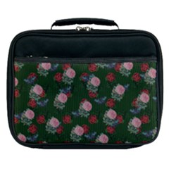 Dark Floral Butterfly Green Lunch Bag by snowwhitegirl