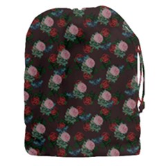 Dark Floral Butterfly Burgundy Drawstring Pouch (3xl)