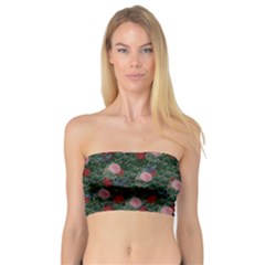 Dark Floral Butterfly Teal Bats Lip Green Bandeau Top