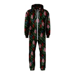 Dark Floral Butterfly Teal Bats Lip Green Hooded Jumpsuit (kids)