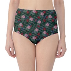 Dark Floral Butterfly Teal Bats Lip Green Classic High-Waist Bikini Bottoms