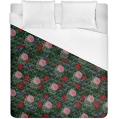 Dark Floral Butterfly Teal Bats Lip Green Duvet Cover (California King Size)