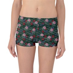 Dark Floral Butterfly Teal Bats Lip Green Reversible Boyleg Bikini Bottoms