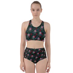 Dark Floral Butterfly Teal Bats Lip Green Racer Back Bikini Set