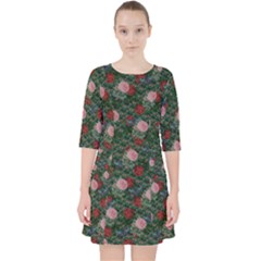 Dark Floral Butterfly Teal Bats Lip Green Pocket Dress