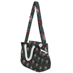 Dark Floral Butterfly Teal Bats Lip Green Rope Handles Shoulder Strap Bag by snowwhitegirl