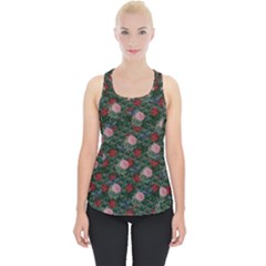 Dark Floral Butterfly Teal Bats Lip Green Piece Up Tank Top