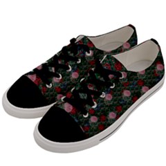 Dark Floral Butterfly Teal Bats Lip Green Men s Low Top Canvas Sneakers