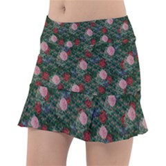 Dark Floral Butterfly Teal Bats Lip Green Tennis Skorts