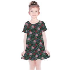 Dark Floral Butterfly Teal Bats Lip Green Kids  Simple Cotton Dress