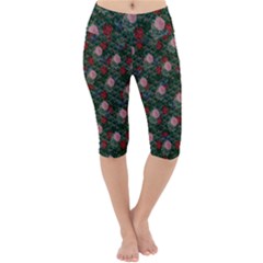 Dark Floral Butterfly Teal Bats Lip Green Lightweight Velour Cropped Yoga Leggings