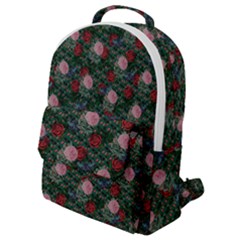 Dark Floral Butterfly Teal Bats Lip Green Flap Pocket Backpack (Small)