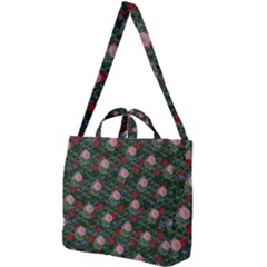 Dark Floral Butterfly Teal Bats Lip Green Square Shoulder Tote Bag