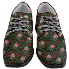 Dark Floral Butterfly Teal Bats Lip Green Women Heeled Oxford Shoes